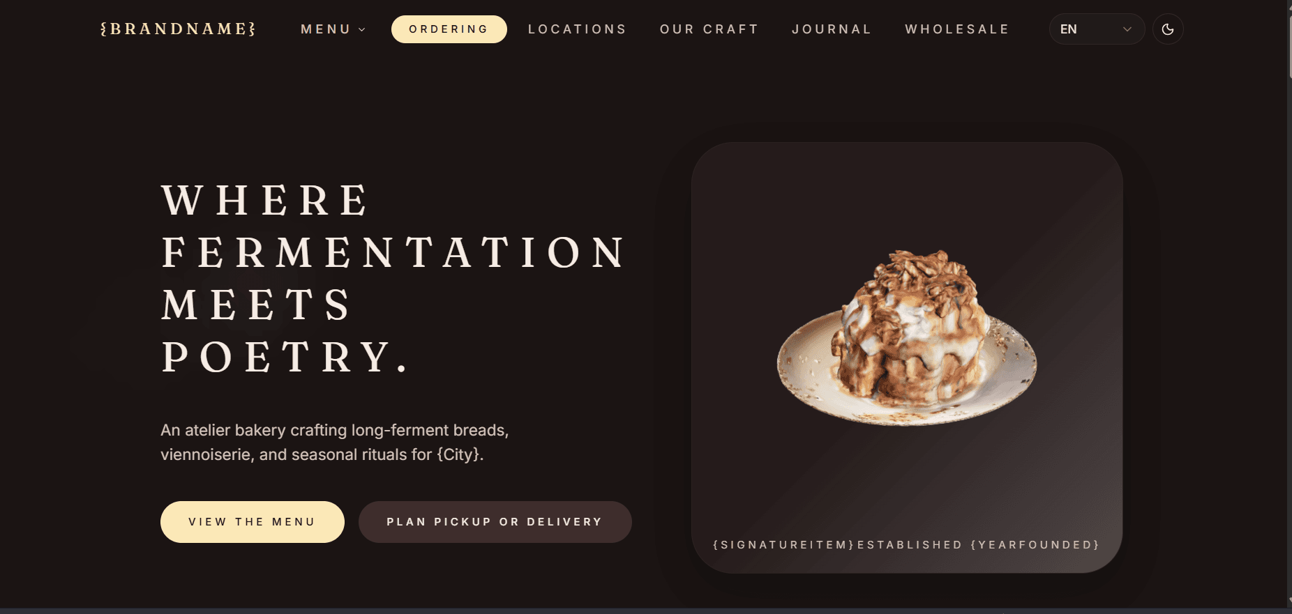 Artisan bakery storefront with featured pastries